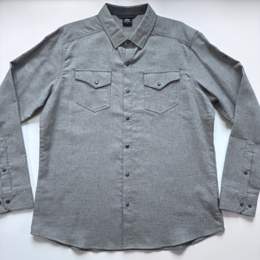 KUHL Disruptr Long Sleeve Snap Button Shirt Flannel Gray Mens Large Western